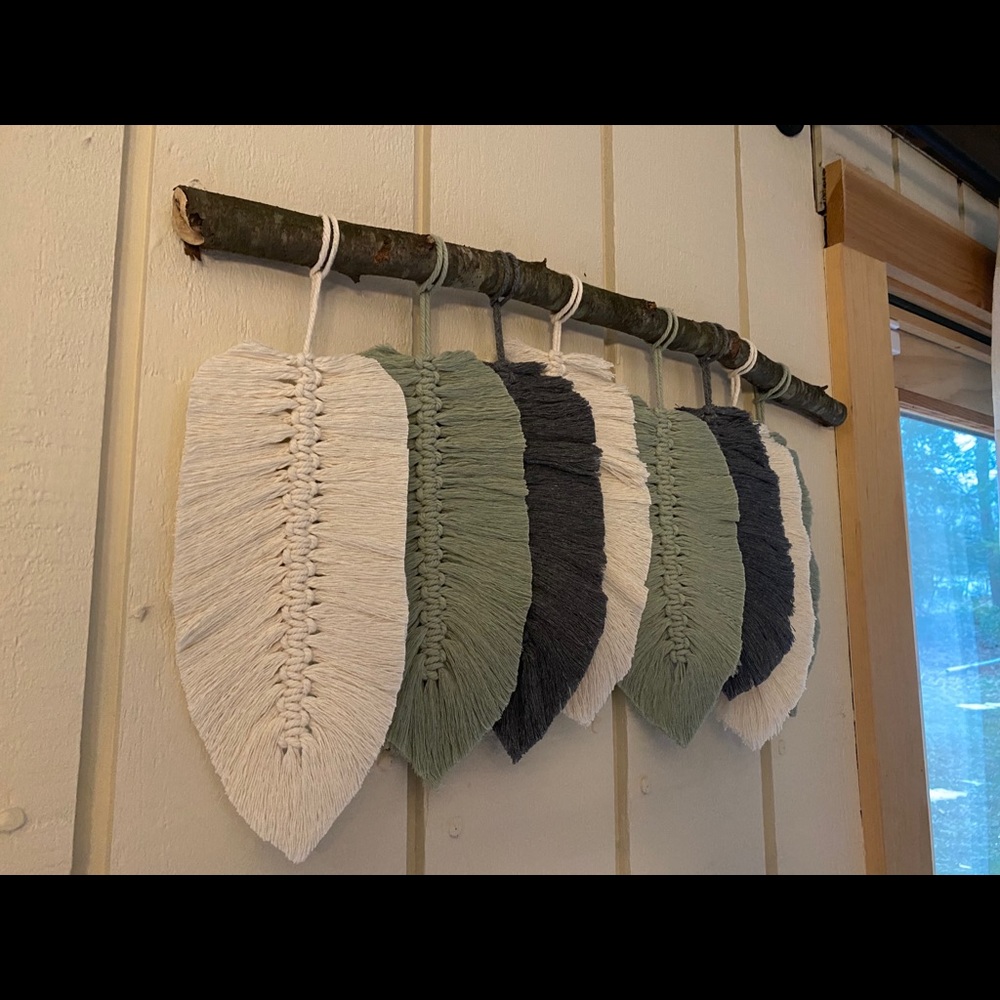 Eight Feather Macrame Wall Hanging